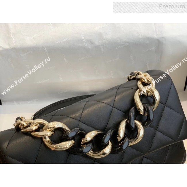 Chanel Quilted Lambskin Medium Flap Bag with Resin Chain AS1353 Black 2019 (SMJD-9121305)