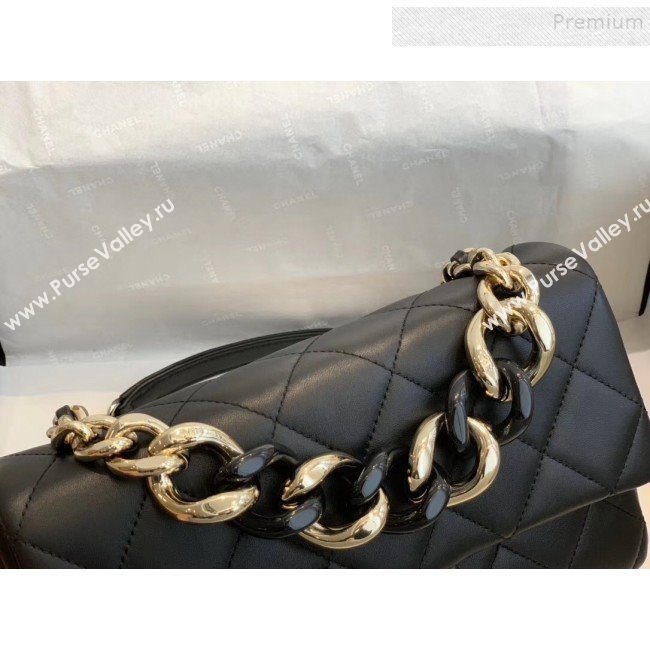 Chanel Quilted Lambskin Medium Flap Bag with Resin Chain AS1353 Black 2019 (SMJD-9121305)