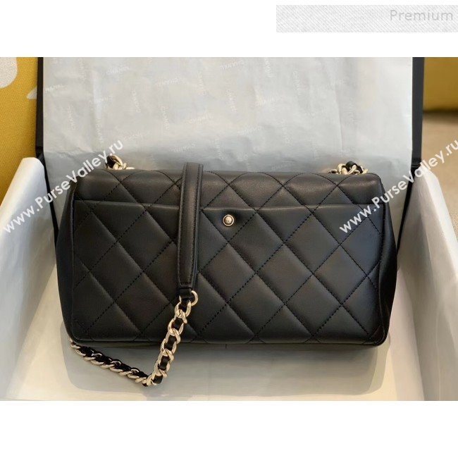 Chanel Quilted Lambskin Large Flap Bag with Resin Chain AS1354 Black 2019 (SMJD-9121310)