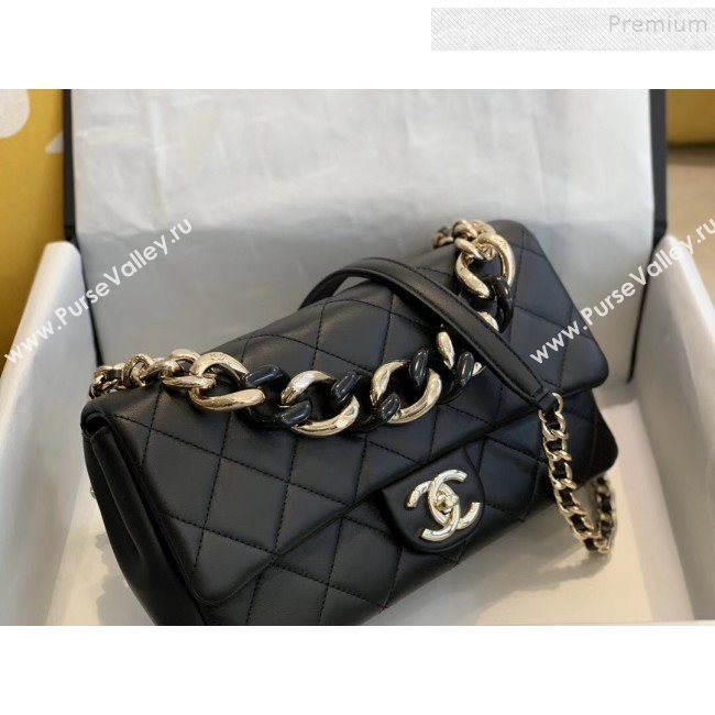 Chanel Quilted Lambskin Large Flap Bag with Resin Chain AS1354 Black 2019 (SMJD-9121310)