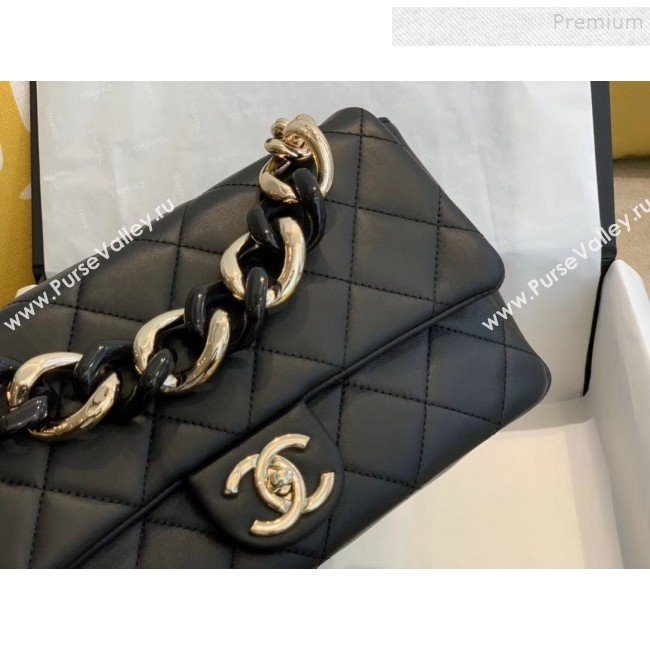 Chanel Quilted Lambskin Large Flap Bag with Resin Chain AS1354 Black 2019 (SMJD-9121310)