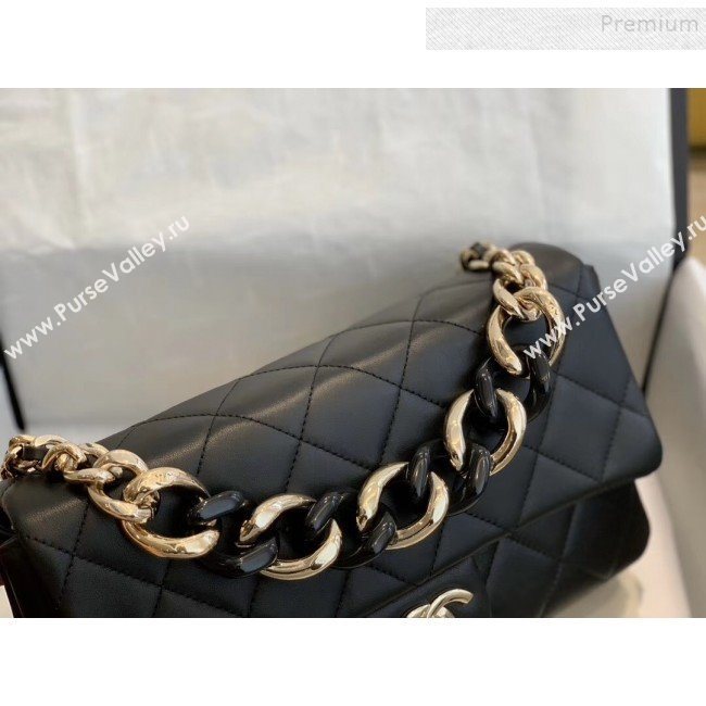 Chanel Quilted Lambskin Large Flap Bag with Resin Chain AS1354 Black 2019 (SMJD-9121310)