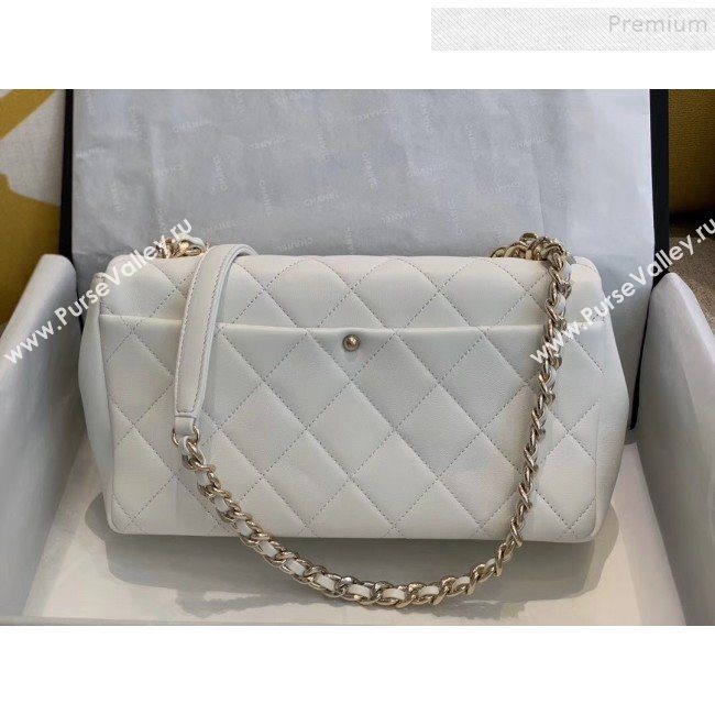 Chanel Quilted Lambskin Large Flap Bag with Resin Chain AS1354 White 2019 (SMJD-9121311)