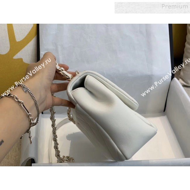 Chanel Quilted Lambskin Large Flap Bag with Resin Chain AS1354 White 2019 (SMJD-9121311)