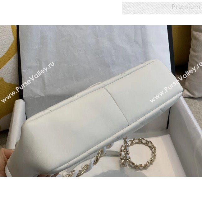 Chanel Quilted Lambskin Large Flap Bag with Resin Chain AS1354 White 2019 (SMJD-9121311)