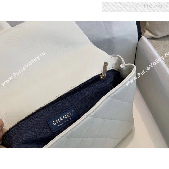 Chanel Quilted Lambskin Large Flap Bag with Resin Chain AS1354 White 2019 (SMJD-9121311)