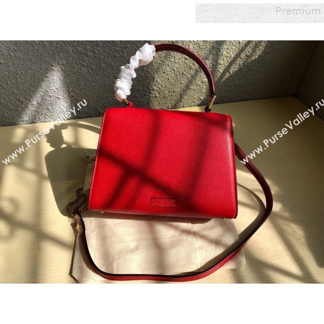 Valentino Small VSLING Grainy Calfskin Top Handle Bag 0530S Red 2019 (JD-9121109)