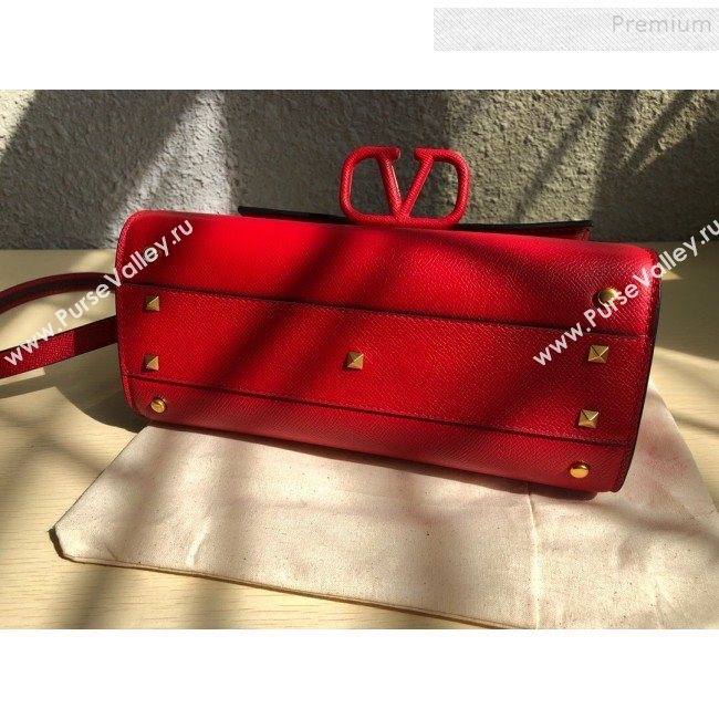 Valentino Small VSLING Grainy Calfskin Top Handle Bag 0530S Red 2019 (JD-9121109)