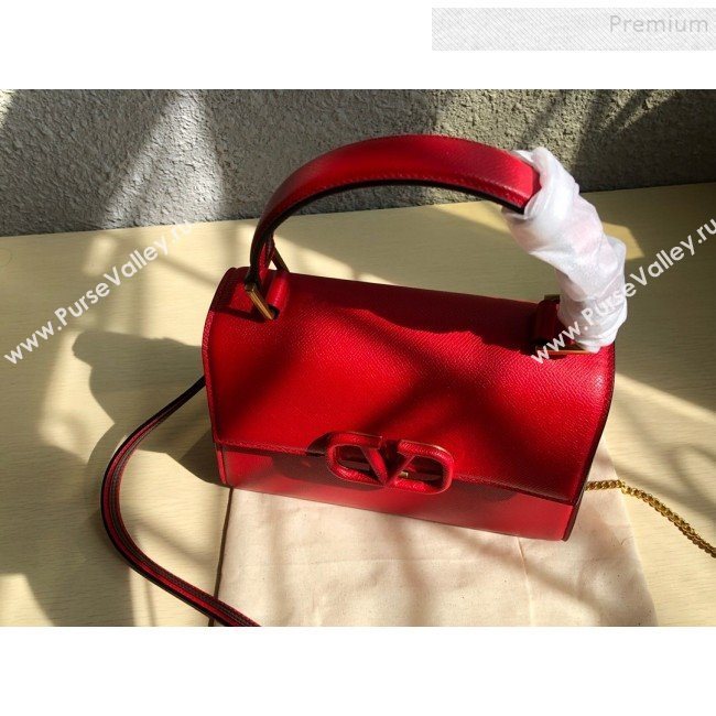 Valentino Small VSLING Grainy Calfskin Top Handle Bag 0530S Red 2019 (JD-9121109)