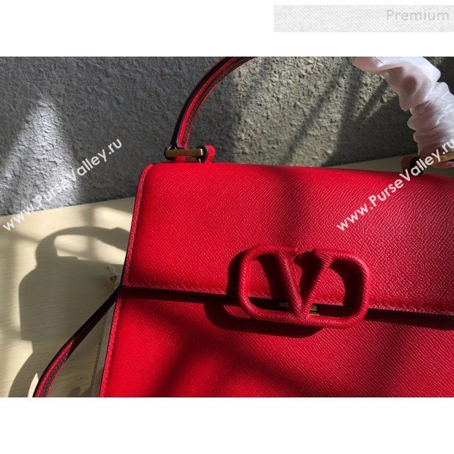 Valentino Small VSLING Grainy Calfskin Top Handle Bag 0530S Red 2019 (JD-9121109)