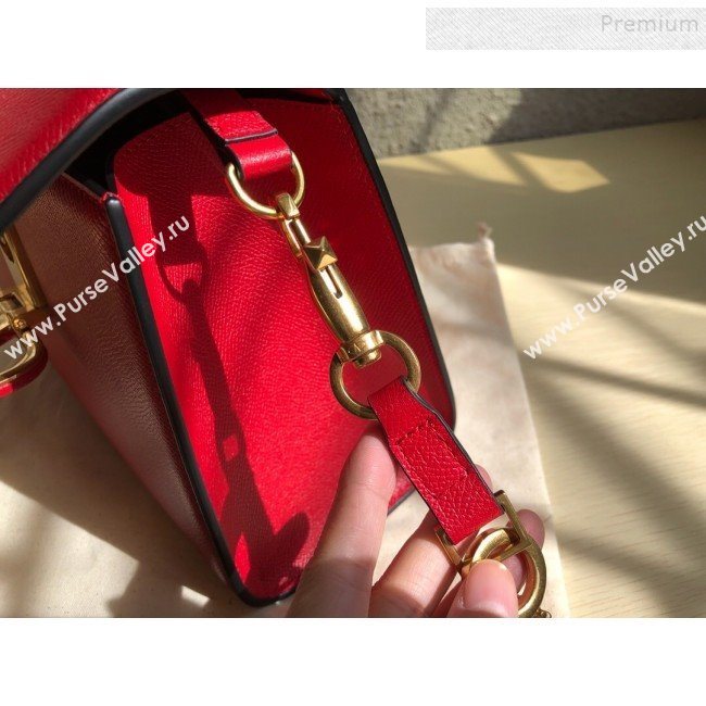 Valentino Small VSLING Grainy Calfskin Top Handle Bag 0530S Red 2019 (JD-9121109)