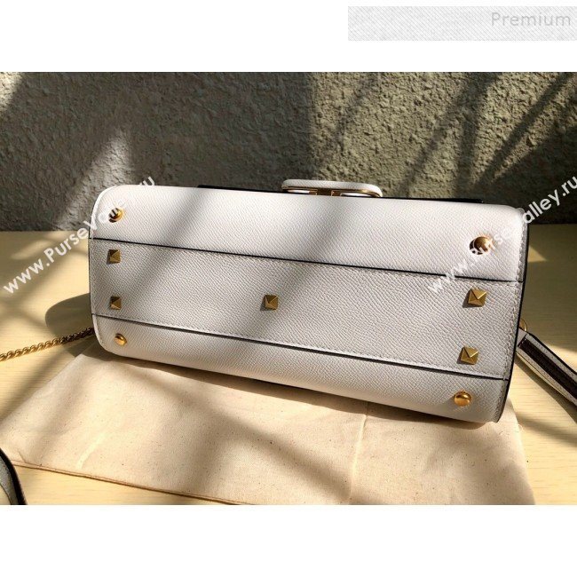 Valentino Small VSLING Grainy Calfskin Top Handle Bag 0530S White 2019 (JD-9121111)