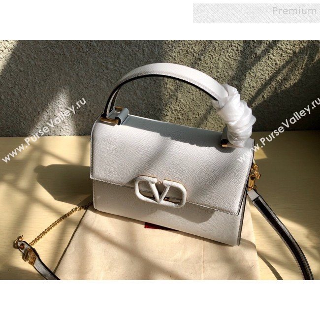 Valentino Small VSLING Grainy Calfskin Top Handle Bag 0530S White 2019 (JD-9121111)