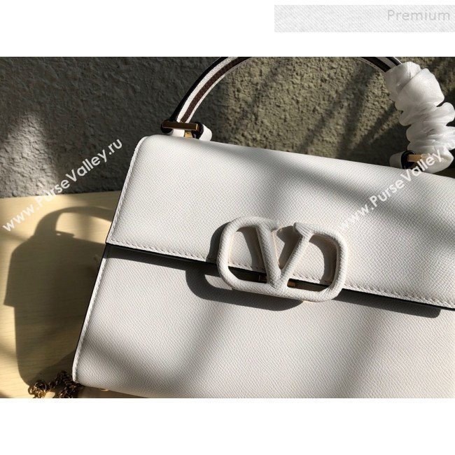 Valentino Small VSLING Grainy Calfskin Top Handle Bag 0530S White 2019 (JD-9121111)