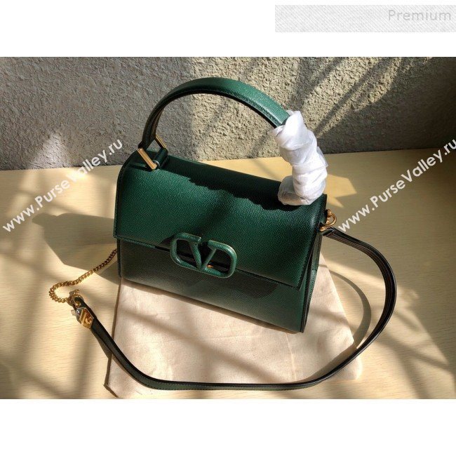 Valentino Small VSLING Grainy Calfskin Top Handle Bag 0530S Green 2019 (JD-9121110)