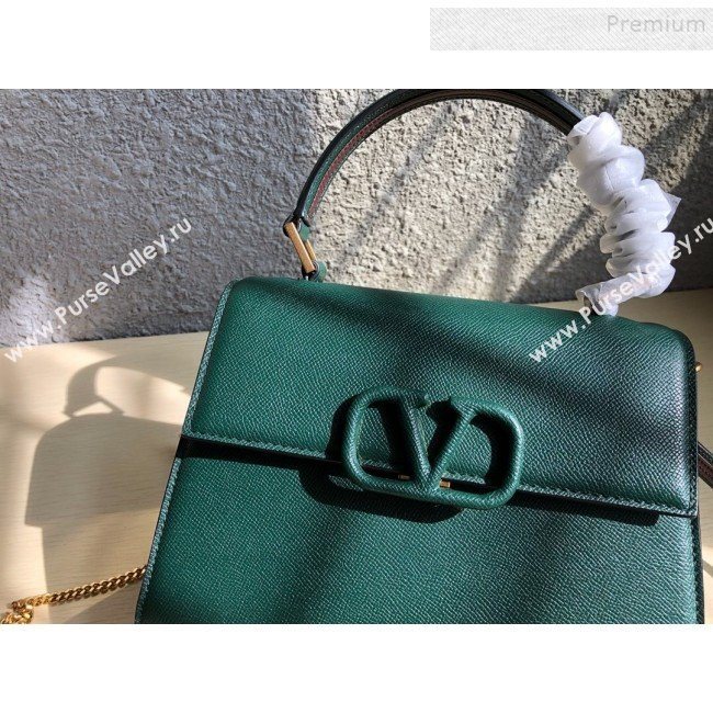 Valentino Small VSLING Grainy Calfskin Top Handle Bag 0530S Green 2019 (JD-9121110)