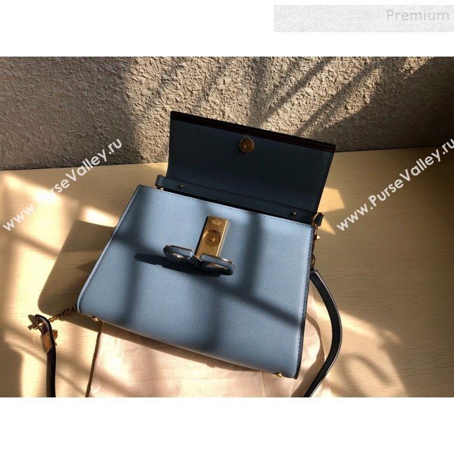 Valentino Small VSLING Grainy Calfskin Top Handle Bag 0530S Blue 2019 (JD-9121112)