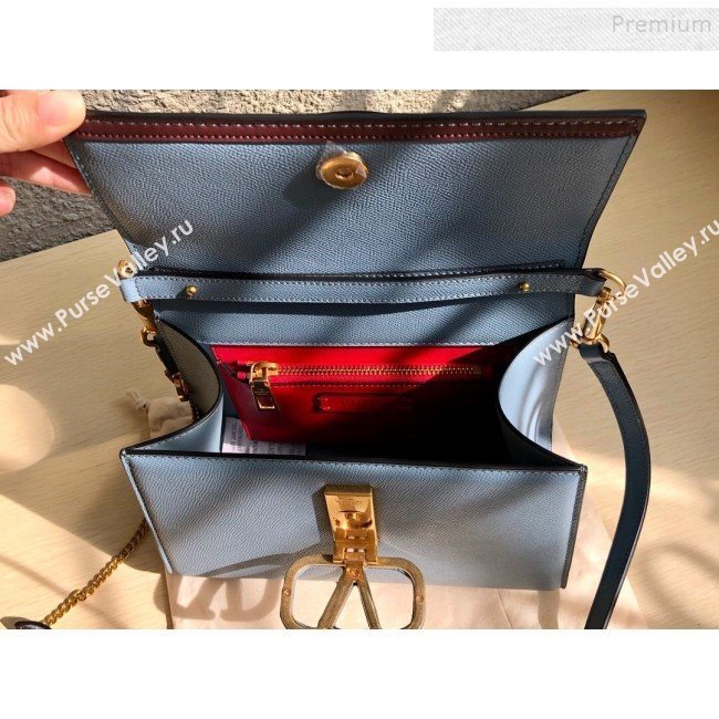 Valentino Small VSLING Grainy Calfskin Top Handle Bag 0530S Blue 2019 (JD-9121112)