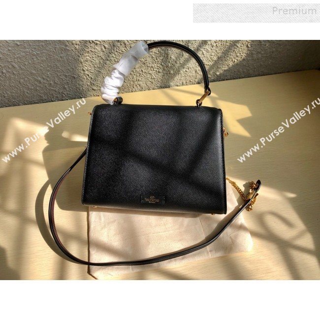 Valentino Small VSLING Grainy Calfskin Top Handle Bag 0530S Black 2019 (JD-9121113)