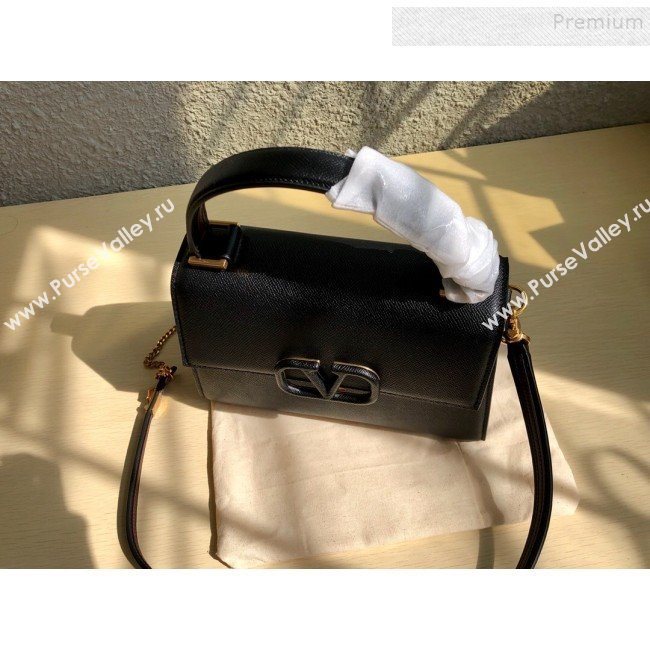 Valentino Small VSLING Grainy Calfskin Top Handle Bag 0530S Black 2019 (JD-9121113)