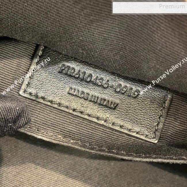 Saint Laurent Vinyle Round Camera Bag in Chevron Grained Leather 610436 White 2019 (JD-9121115)
