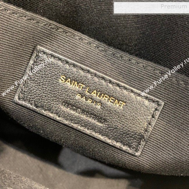Saint Laurent Vinyle Round Camera Bag in Chevron Grained Leather 610436 Black 2019 (JD-9121114)