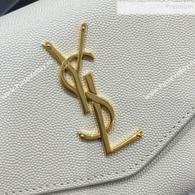 Saint Laurent Uptown Envelope Chain Wallet WOC in Grained Leather 607788 White 2019 (JD-9121118)