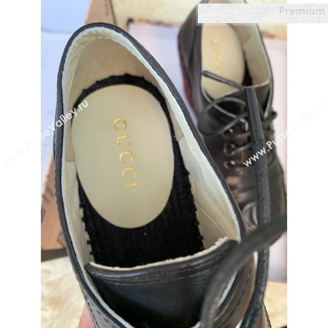 Gucci GG Leather Lace-up Platform Espadrille Black Leather 2019 (HB-9121147)