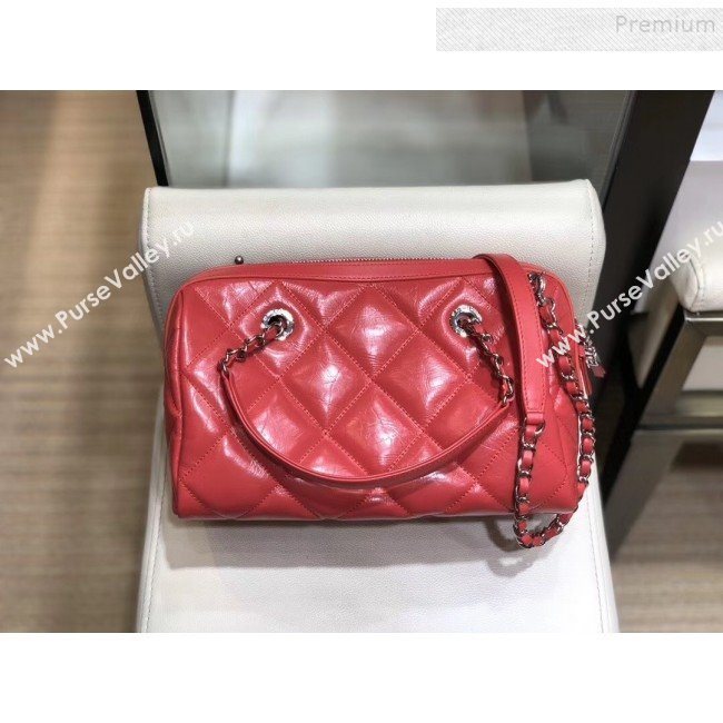 Chanel Quilted Calfskin Small Bowling Bag AS1321 Red/Silver 2019 (SMJD-9121316)