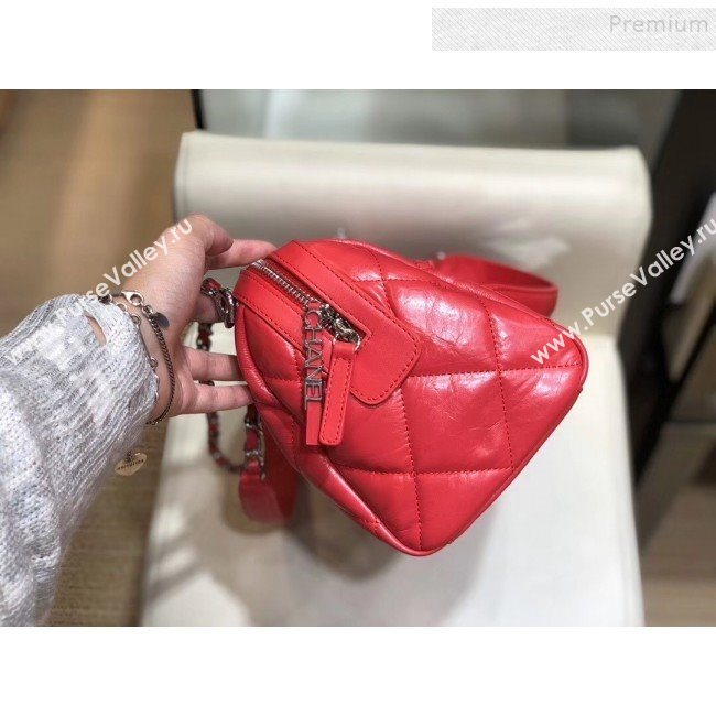 Chanel Quilted Calfskin Small Bowling Bag AS1321 Red/Silver 2019 (SMJD-9121316)