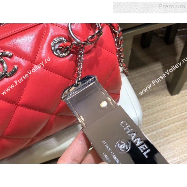 Chanel Quilted Calfskin Small Bowling Bag AS1321 Red/Silver 2019 (SMJD-9121316)
