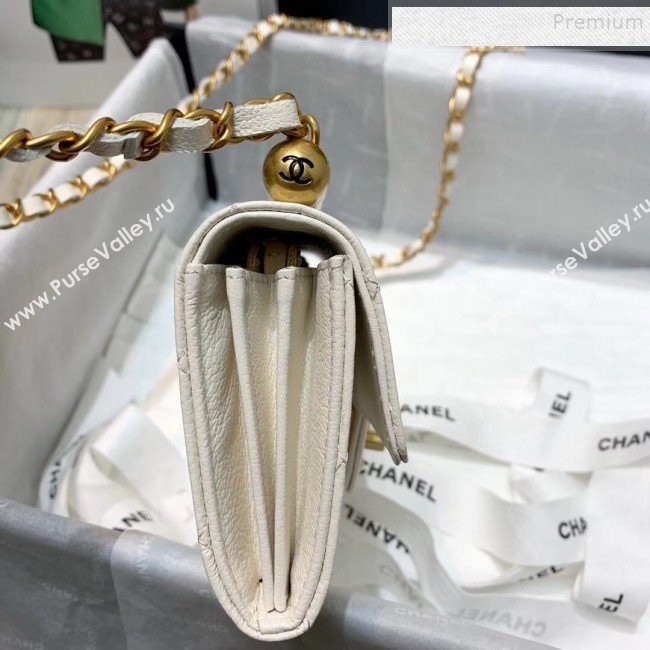 Chanel Quilted Leather Pearl Clutch with Chain AP1001 White 2019 (KAIS-9121318)