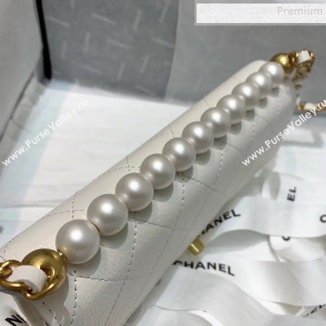 Chanel Quilted Leather Pearl Clutch with Chain AP1001 White 2019 (KAIS-9121318)