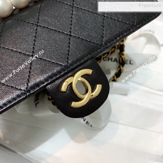 Chanel Quilted Leather Pearl Clutch with Chain AP1001 Black 2019 (KAIS-9121319)
