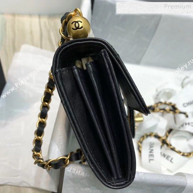 Chanel Quilted Leather Pearl Clutch with Chain AP1001 Black 2019 (KAIS-9121319)