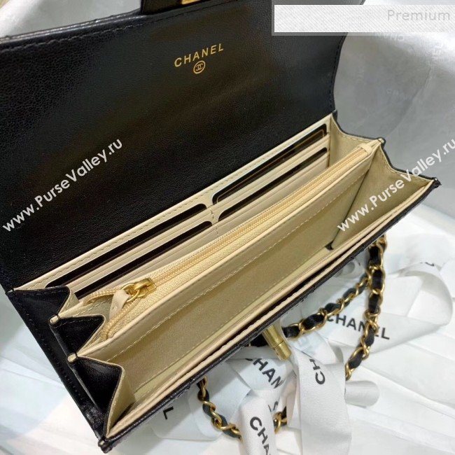 Chanel Quilted Leather Pearl Clutch with Chain AP1001 Black 2019 (KAIS-9121319)