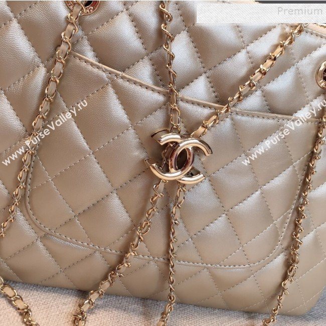 Chanel Quilted Shiny Lambskin Double Clutch with Chain AP1073 Gold 2019 (FM-9121322)