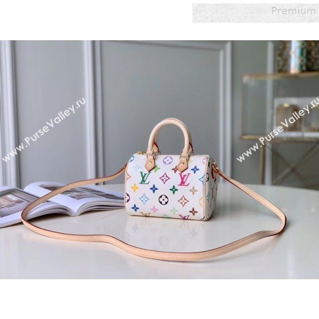 Louis Vuitton Colored Monogram Nano Speedy Top Handle Bag M61252 White 2019 (KIKI-9121324)