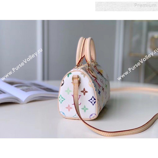 Louis Vuitton Colored Monogram Nano Speedy Top Handle Bag M61252 White 2019 (KIKI-9121324)