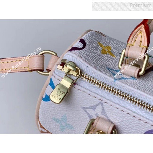 Louis Vuitton Colored Monogram Nano Speedy Top Handle Bag M61252 White 2019 (KIKI-9121324)