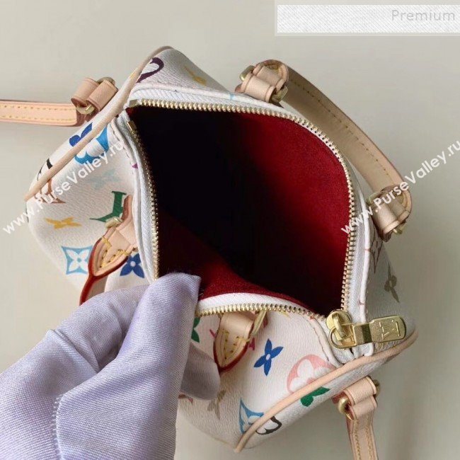 Louis Vuitton Colored Monogram Nano Speedy Top Handle Bag M61252 White 2019 (KIKI-9121324)