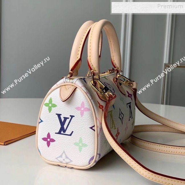 Louis Vuitton Colored Monogram Nano Speedy Top Handle Bag M92645 White 2019 (KIKI-9121325)