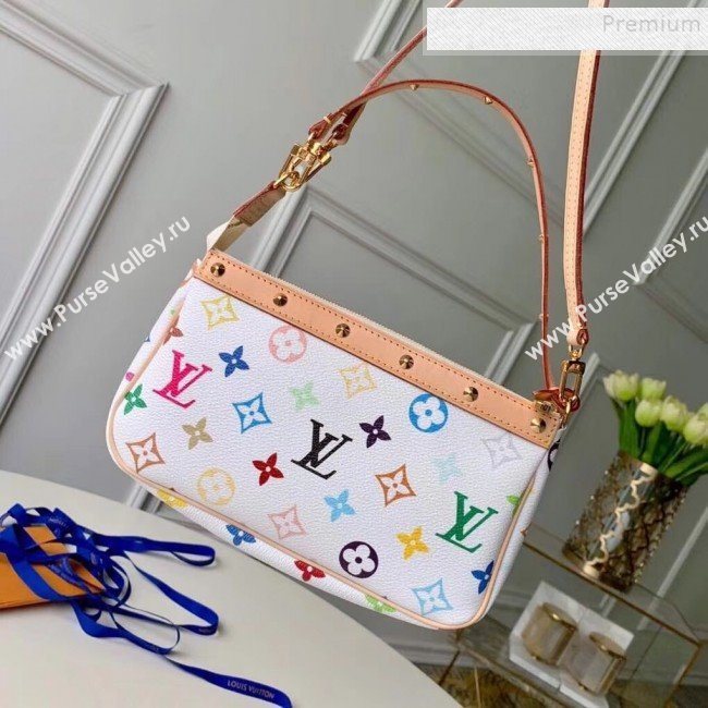 Louis Vuitton Colored Monogram Pochette Pouch M92649 White 2019 (KIKI-9121327)