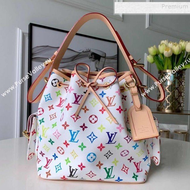 Louis Vuitton Colored Monogram Canvas Bucket Bag M42229 White  (KIKI-9121330)