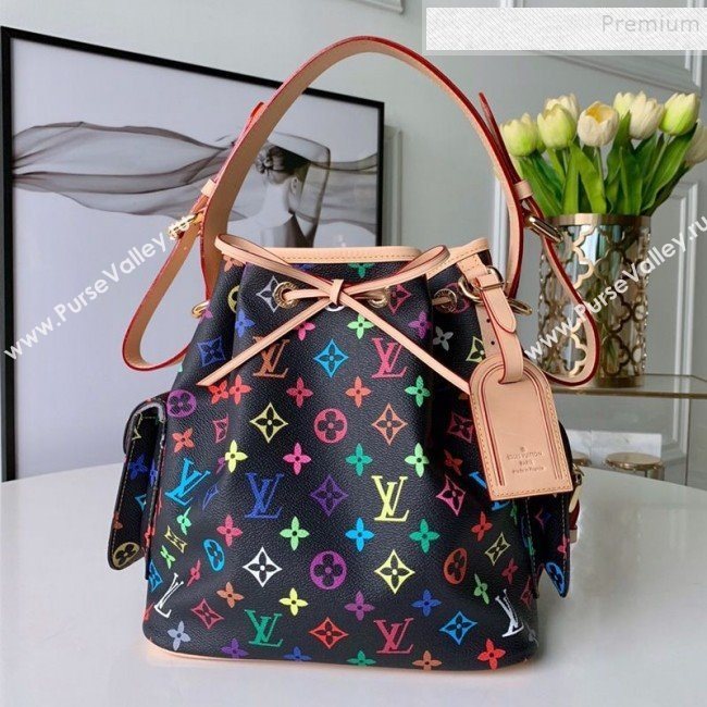 Louis Vuitton Colored Monogram Canvas Bucket Bag M42229 Black (KIKI-9121331)