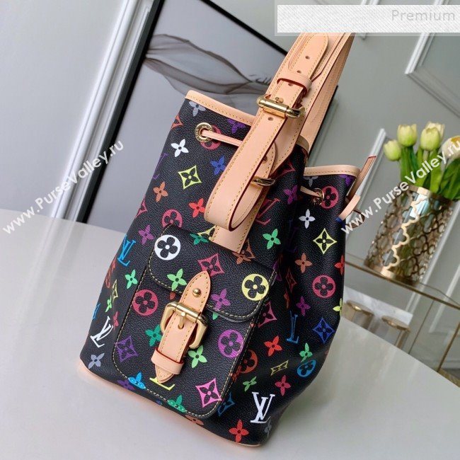 Louis Vuitton Colored Monogram Canvas Bucket Bag M42229 Black (KIKI-9121331)