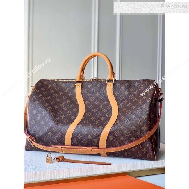 Louis Vuitton Mens Keepall 50 Bandoulière Travel Bag M44880 Monogram Canvas 2020 (KIKI-9121405)