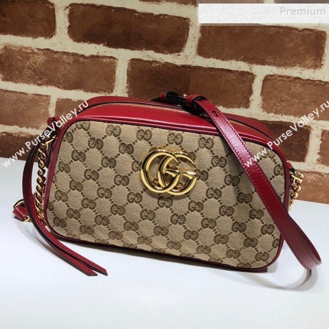 Gucci GG Canvas Leather Small Shoulder Bag 447632 Red 2019 (DLH-9121413)