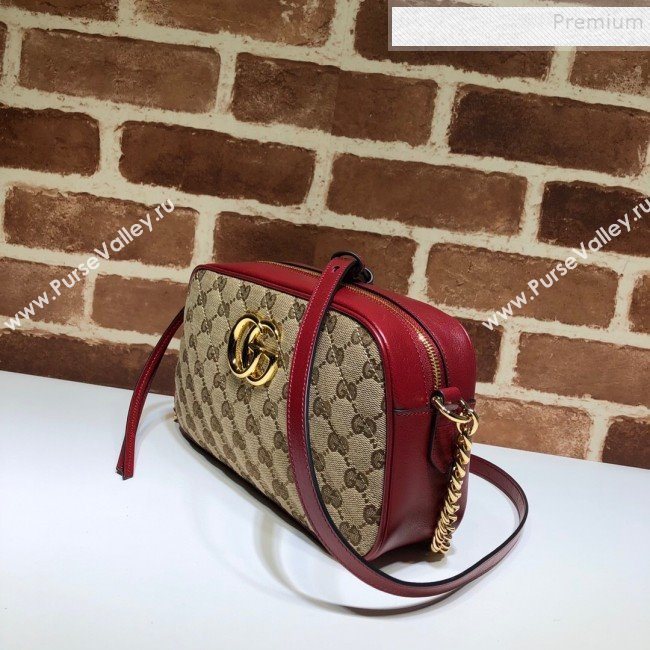 Gucci GG Canvas Leather Small Shoulder Bag 447632 Red 2019 (DLH-9121413)