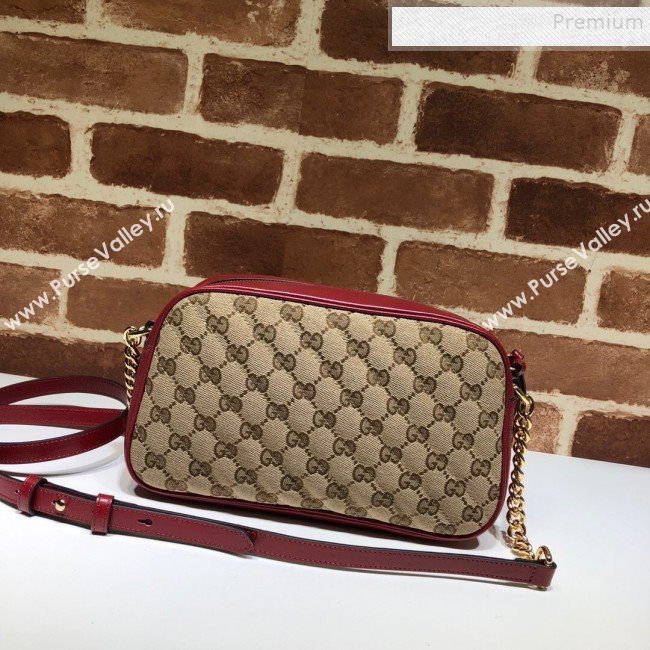 Gucci GG Canvas Leather Small Shoulder Bag 447632 Red 2019 (DLH-9121413)